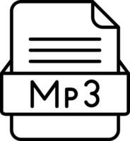 mp3 fil formatera linje ikon vektor