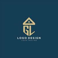 Initiale Brief gl mit einfach Haus Dach kreativ Logo Design zum echt Nachlass Unternehmen vektor