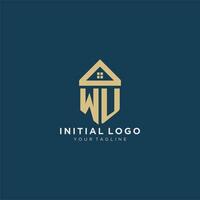 Initiale Brief wu mit einfach Haus Dach kreativ Logo Design zum echt Nachlass Unternehmen vektor