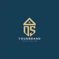 första brev os med enkel hus tak kreativ logotyp design för verklig egendom företag vektor