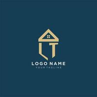 Initiale Brief lt mit einfach Haus Dach kreativ Logo Design zum echt Nachlass Unternehmen vektor
