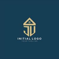 Initiale Brief ju mit einfach Haus Dach kreativ Logo Design zum echt Nachlass Unternehmen vektor