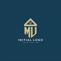 Initiale Brief mu mit einfach Haus Dach kreativ Logo Design zum echt Nachlass Unternehmen vektor