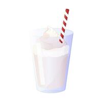 milkshake, äggtoddy, vinter- dryck med sugrör grädde . vektor illustration