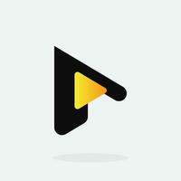 abspielen Taste zum Medien App Logo Design mit schwarz und Gelb Farbe. Streaming Bedienung App Logotyp. Multimedia Spieler Symbol Design Element zum Musik- und Film Start Zeichen, Audio- und Video Editor Logo vektor