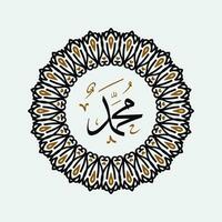 arabische und islamische kalligraphie des propheten muhammad, friede sei mit ihm, traditionelle und moderne islamische kunst können für viele themen wie mawlid, el nabawi verwendet werden. übersetzung, der prophet muhammad vektor