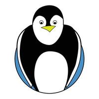 pingvin klistermärke ikon platt. pingvin isolerat och vektor bebis pingvin, illistration av kejsare pingvin jul