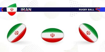 rugby boll uppsättning med de flagga av iran i olika vinklar på abstrakt bakgrund. vektor