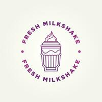 minimalistisk färsk milkshake ikon logotyp mall vektor illustration design. enkel modern kaféer, is grädde salonger, efterrätt butiker logotyp begrepp