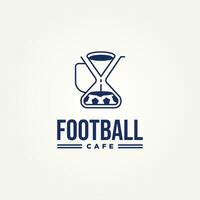 minimalistisch Fußball Fußball Cafe Emblem Linie Kunst Logo Vorlage Vektor Illustration Design. einfach modern sportlich Kaffee Geschäft Logo Konzept