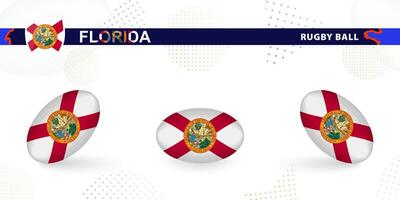 Rugby Ball einstellen mit das Flagge von Florida im verschiedene Winkel auf abstrakt Hintergrund. vektor