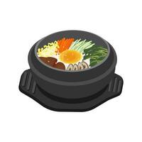 bimbimbap i en ttukbaegi illustration logotyp vektor