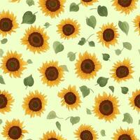 Sonnenblumen mit Blätter nahtlos Muster detailliert schön Hand gezeichnet Vektor Illustration