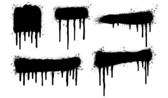 Graffiti sprühen gemalt Linien und tropft schwarz Tinte Spritzer isoliert auf Weiß Hintergrund. vektor
