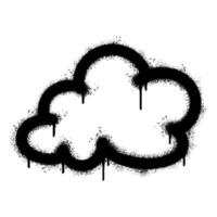 spray målad graffiti moln ikon sprutas isolerat med en vit bakgrund. graffiti moln ikon med över spray i svart över vit. vektor
