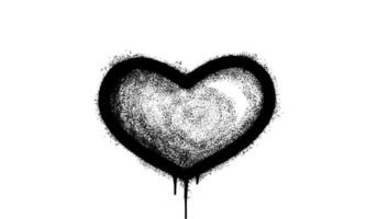 sprühen gemalt Graffiti Herz Symbol Wort gesprüht isoliert mit ein Weiß Hintergrund. Graffiti Schriftart Liebe Symbol mit Über sprühen im schwarz Über Weiß. Vektor Illustration.