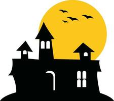 halloween slott med fladdermöss. Skräck hus byggnad vektor
