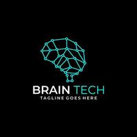 Linie Kunst Gehirn Technologie Illustration Logo. Vektor Technologie Logo