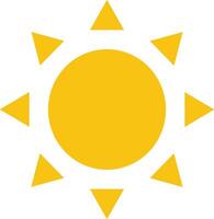 Sonne Vektor Symbol Gelb. Sonne scheinen Strahl. Sonnenschein und Sonnenlicht unterzeichnen. Sonnenuntergang Symbol. abstrakt Kunst.