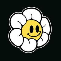 Vektor Smiley Blume Emoticon Strassenmode Karikatur Illustration