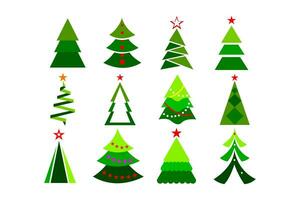 jul träd ikon uppsättning vektor