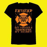 pensionerad men evigt en brandman på hjärta t-shirt vektor
