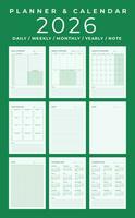 kalender och planerare 2026, porträtt, minimal tabell design, vecka Start söndag mall. vektor