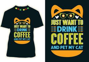 kaffe katt t-shirt design vektor