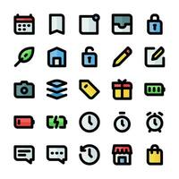wesentlich ui Symbole, im farbig Gliederung Stil, zum irgendein Zwecke, einschließlich Geschäft, Anwendungen, Netz, Musik, Multimedia, und Andere. vektor