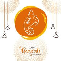 Ganesh Chaturthi Feier Designs zum Banner Post und Sozial Medien Förderung. indisch Festival dekorativ Hintergrund vektor