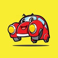 niedliches rotes Miniauto der Karikatur mit lächelndem Charaktermaskottchen vektor