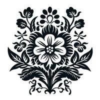 ein schwarz und Weiß Blumen- Muster gemacht oben von klein, zart Blumen und Blätter auf ein Weiß Hintergrund. isoliert Vektor Illustration zum Zuhause Dekor, Kleidung, Geschirr.