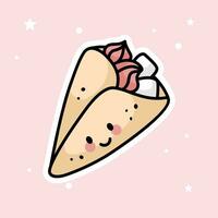 süß kawaii Crepes ist isoliert auf ein Rosa Hintergrund vektor