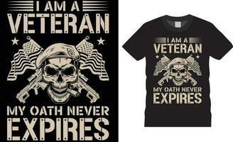 ich bin ein Veteran meine Eid noch nie läuft ab amerikanisch Veteran T-Shirt Design Vektor Vorlage.