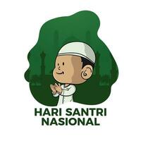 Sozial Medien Post Hari santri nasional oder indonesisch National Muslim Schüler Tag mit islamisch Studenten vektor