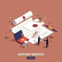 notarius publicus tjänster färgad och isometrisk sammansättning vektor