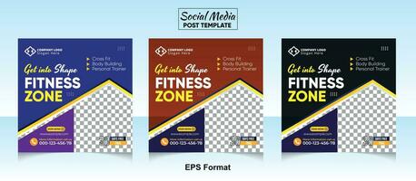 Fitnessstudio und Fitness Platz Flyer Post Banner und Sozial Medien Post Vorlage Design vektor