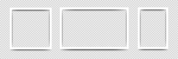 transparent realistisch Foto rahmen. isoliert Platz Bild rahmen. retro leer Album Attrappe, Lehrmodell, Simulation. Weiß Rechteck foto Karte mit Schatten. Vektor Illustration auf transparent Hintergrund. eps 10.