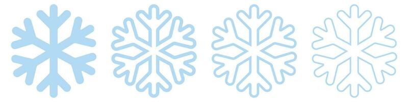 Fett gedruckt und dünn Schneeflocke Symbole. isoliert Weihnachten Schnee Flocke Silhouette. transparent Winter Piktogramm auf Weiß Hintergrund. eben Gliederung geometrisch Eis Symbol. Vektor Illustration. eps 10.
