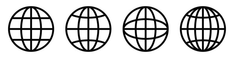 Globus Symbole Satz. Welt Symbol. Planet Erde im Kreis. Gliederung Globus Satz. Kugel Vektor