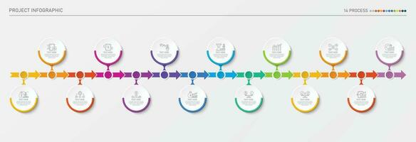 infographic bearbeta design med ikoner och 14 alternativ eller steg. vektor