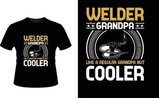 Schweißer Opa mögen ein regulär Opa aber Kühler oder Großvater T-Shirt Design oder Großvater Tag t Hemd Design vektor