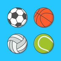 uppsättning av sport bollar vektor ikon illustration. sport Utrustning platt ikon