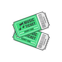 zwei Musik- Konzert Tickets Vektor Symbol Illustration. Fahrkarte zum Eingang zu das Veranstaltung