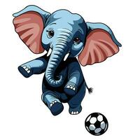 elefant sparkar fotboll söt tecknad serie fisk vit bakgrund illustration vektor