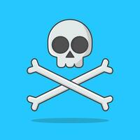 skalle med bones vektor ikon illustration. pirat emblem