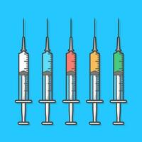 medicinsk spruta injektion vektor ikon illustration. spruta för medicinsk, vaccin för vård och behandling platt ikon