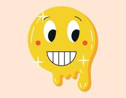 komisch Lachen schmelzen Emoticon. Vektor Karikatur isoliert retro Emoji Aufkleber, 90er Jahre Stil
