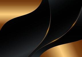 abstrakte schwarze goldene glatte Wellenform und Linienhintergrundschablone Luxusart vektor