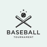 retro Jahrgang Baseball Logo Design mit Baseball Ball und Stock Konzept. Logo zum Turniere, Etiketten, Sport, Meisterschaften. vektor